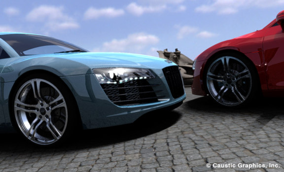 A rendered image created using Caustic Graphics' CausticOne chipset and CausticGL API.