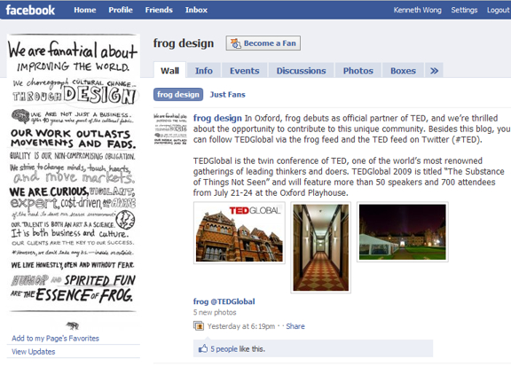 Reaching out to a creative, innovative firm like Frog Design can be as simple as joining its Facebook page, commenting on its blog posts, or connecting to its LinkedIn profile.