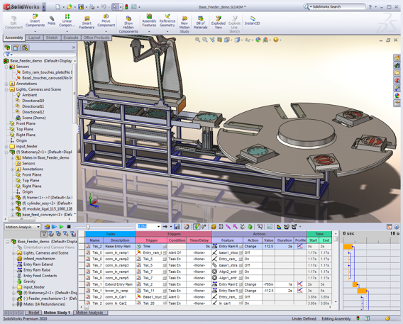 Create SolidWorks 2010 features motion simulations based on events and actions.
