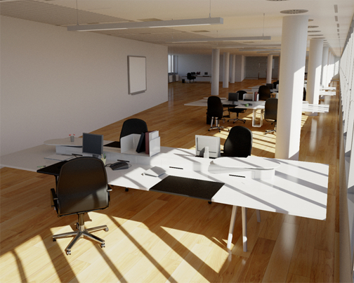 The interior of an office, rendered in NVIDIA RealityServer, powered by NVIDIA Tesla GPUs and iray software.