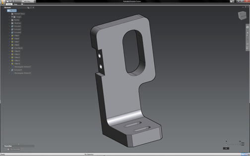 The same part as modified in Autodesk Inventor Fusion, using direct-editing methods.