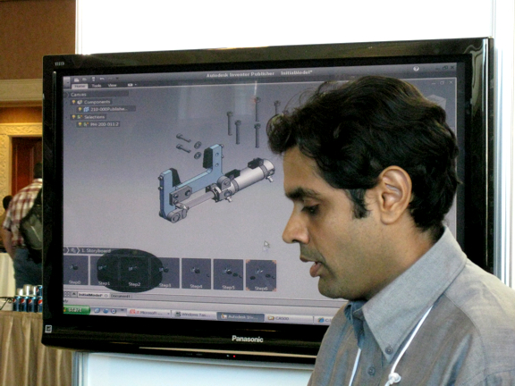 Autodesk product manager Abhijit Singh demonstrating Inventor Publisher Technology Preview, now available at Autodesk Labs.