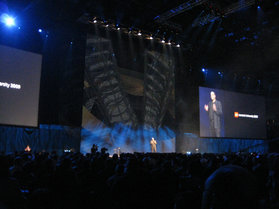 Autodesk president and CEO Carl Bass delivering his keynote speech.