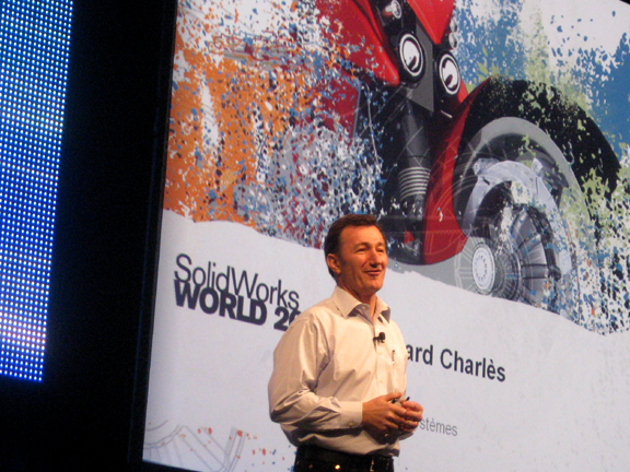 Dassault's CEO Bernard Charles addresses the audience at SolidWorks World 2010.