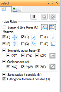 Live Rules let you maintain or suspend geometric relationships while you edit.