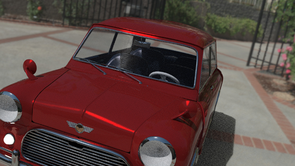 A rendered minicooper created in Bunkspeed SHOT (car model by Gilles Tran, http://www.oyonale.com).