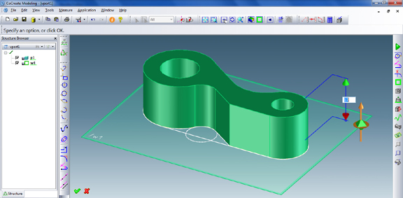 In CoCreate 17.0, you extrude a 2D profile by repositioning the work plane on which the profile exists.