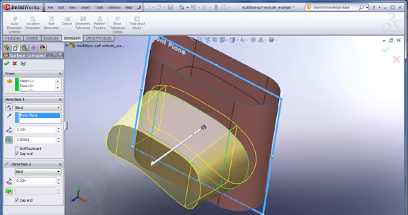 The ability to extrude a 3D surface gives you easier ways to create complext geometric profiles.