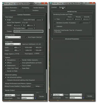 The interface complexity that comes with interpolation (left) is expected to disappear when iray takes on the number crunching to calculate ray bonces and photon paths in the scene (right).