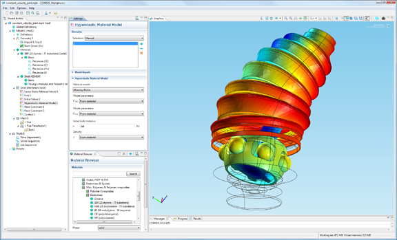 Simulation of a Rzeppa constant velocity joint using COMSOL Multiphysics Version 4, Model courtesy of Metelli S.p.A., Cologne, Italy (from COMSOL image gallery, http://www.comsol.com/press/gallery)