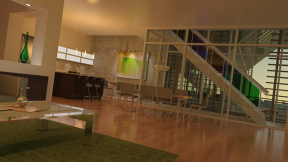 Building interior, rendered in 3ds Max using iray renderer.