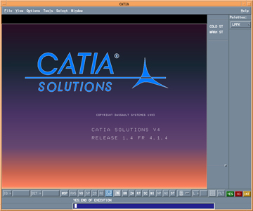 CATIA launch screen, Version 4, Release 1.4 (1993)