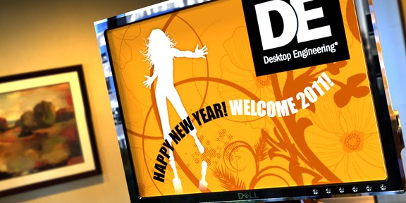 A dell monitor with New Year message, rendered in KeyShot 2.1.
