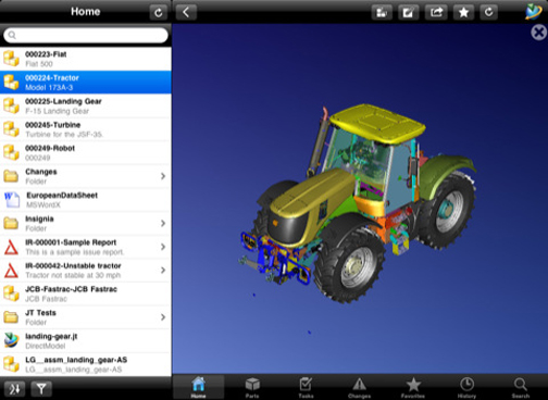 A screenshot of Teamcenter Mobility, now available for iPad.
