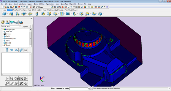 Resulting mold block, designed in ZW3D 2011.