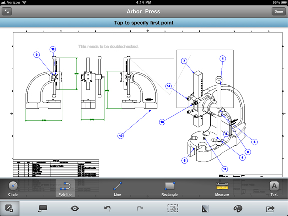 AutoCAD WS Mobile, Autodesk's DWG viewing and markup app for iPad, iPhone, and Android devices.