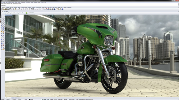 2015 Harley-Davidson® Street Glide® rendered in Iray for Rhino. Production data courtesy of Harley-Davidson Motor Company