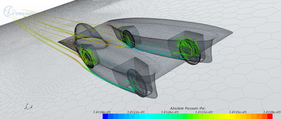 The students conducted CFD on the shape of the car to predict its aerodynamic performance.