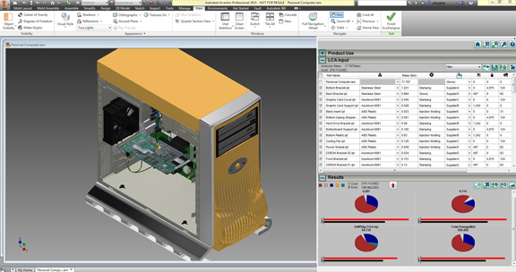 Trayak's EcoDesigner plug-in for Autodesk Inventor CAD software (image courtesy of Trayak).