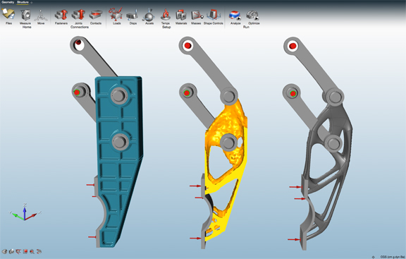 solidThinking INSPIRE, a topology optimization software for desktop users, will soon be available in a cloud-hosted version as INSPIRE Unlimited, announced Altair at its debut solidThinking CONVERGE event. (Image show solidThinking INSPIRE for desktop, courtesy of Altair.)