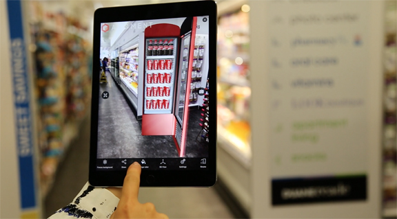Seeing what's not there -- an example of the use of augmented reality to understand product placement. (image courtesy of Augment).