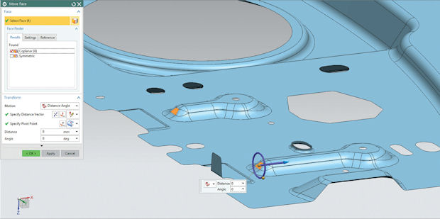 The push-pull editing in direct modeling programs, such as Siemens PLM Software’s NX and Solid Edge with Synchronous Technology, helps manufacturers cope with imported geometry because you can edit geometric features without parametric histories. Images courtesy of Siemens.