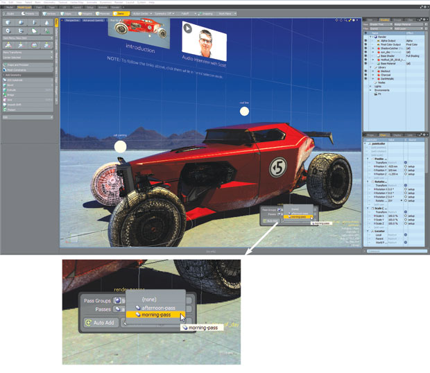 Objects in MODO can be linked to web pages, external files or scene controls.