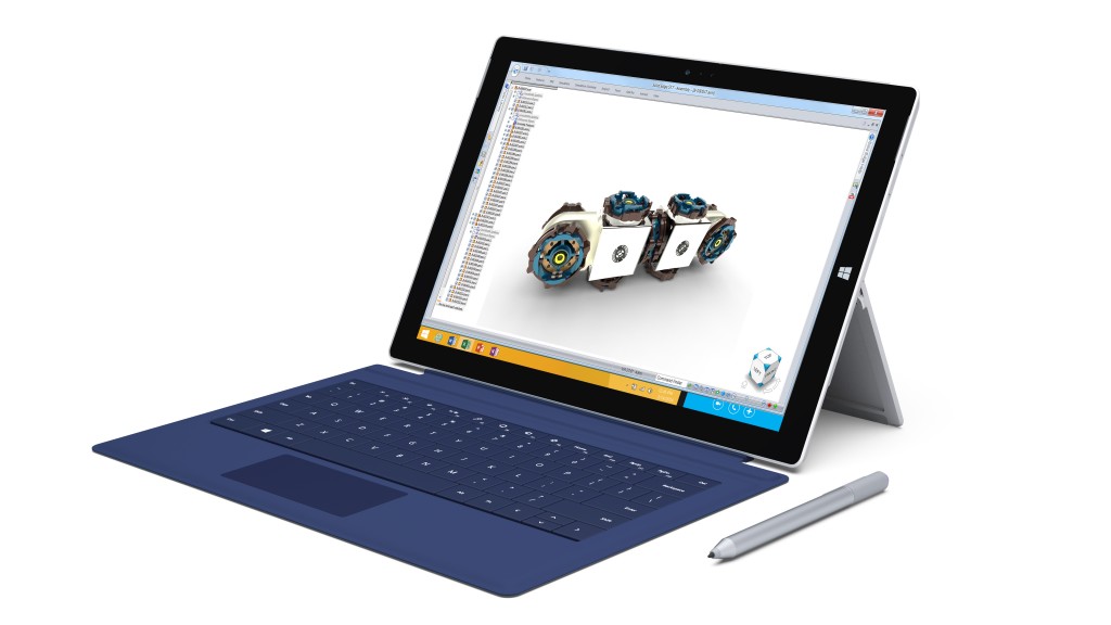 Solid Edge design sessions can be run on Microsoft Surface 3 Pro, and the user experience will change based on finger or stylus input.