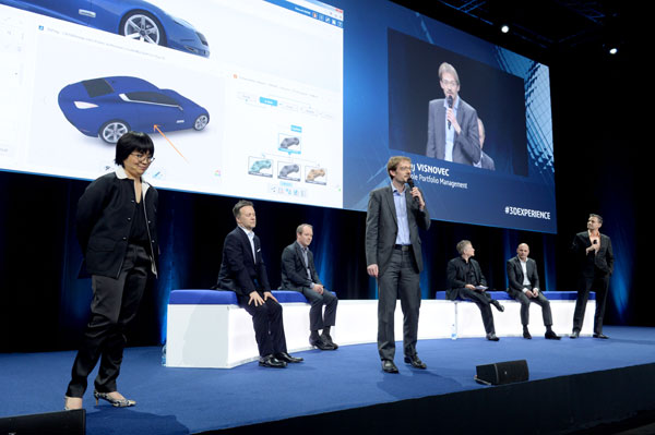 Dassault Systèmes CATIA COO, Cécile Doan, led a discussion of how various aspects of the 3DEXPERIENCE came together to support a global automotive design project. Image courtesy Dassault Systèmes.