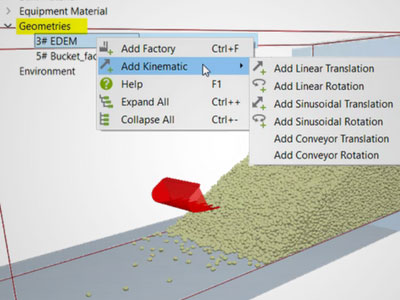 Users launch EDEM for ANSYS from within ANSYS Workbench. All analyses are performed in ANSYS. Neither knowledge of discrete element modeling (DEM) nor expertise in bulk material simulation are required. Image courtesy of EDEM.