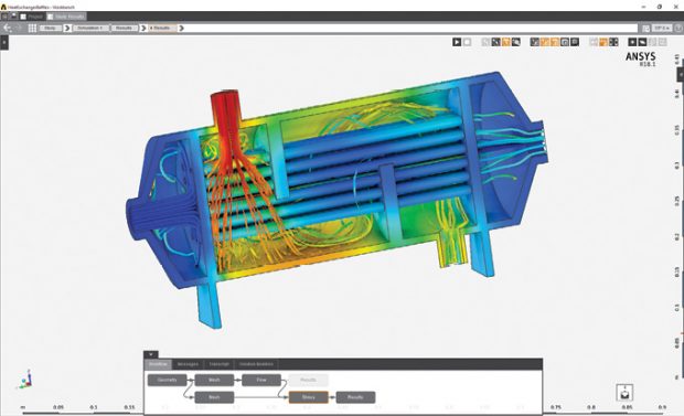 ANSYS AIM uses guided workflows to make multiphysics easier to set up and process. Images courtesy of ANSYS.