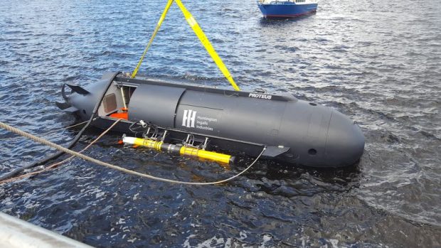 Proteus, a dual-mode undersea vehicle developed by HII’s Technical Solutions division (Undersea Solutions Group) and Battelle, successfully completed autonomous contested battlespace missions during the 2017 Advanced Naval Technology Exercise (ANTX) at the Naval Surface Warfare Center (Panama City Division). HII photo