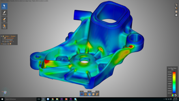 The ANSYS Discovery Live multiphysics exploration application is intended for designers and other engineers who do not normally use upfront simulation. It leverages the massive parallel processing power of NVIDIA GPUs (graphics processing units) to deliver a design environment where simultaneous visualization and simulation are possible. Image courtesy of ANSYS Inc.