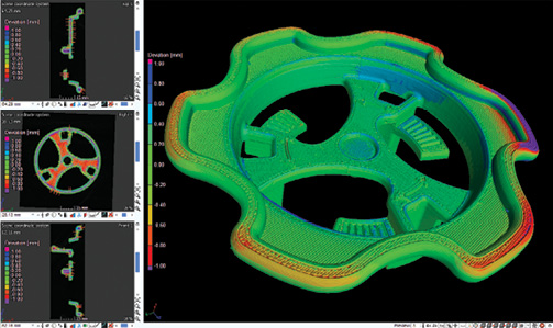Deviations are a comparative analysis between CAD and the 3D printed specimen. Image courtesy of Laser Design.