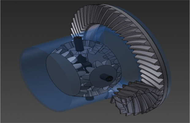 Differential gears with precise geometry. Image courtesy of Hi-Tech CADD Services.