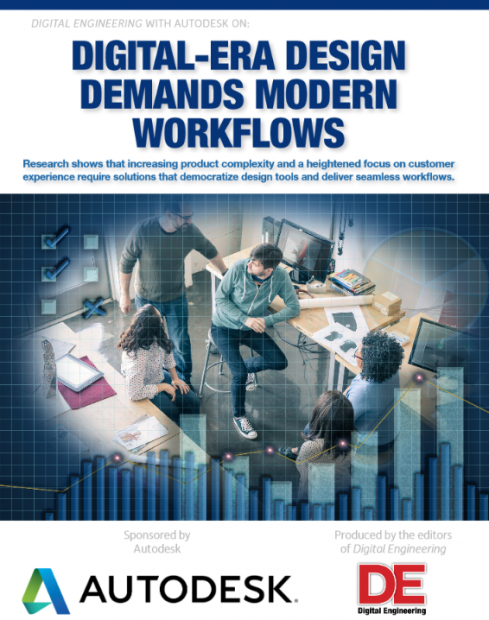 The paper “Digital-Era Design Demands Modern Workflows,” written by DE and sponsored by Autodesk, argues that increasing product complexity and interconnected devices require new design tools and new engineering workflows that the cloud can deliver and that traditional design workflows cannot.
