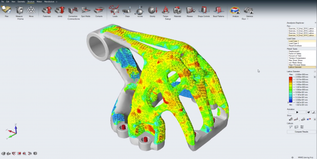 Altair Engineering has released version 2018 of its Inspire generative design topology optimization and simulation solution. New functionality enables users to generate optimized lattice as well as mixed solid-lattice structures. Image courtesy of Altair Engineering Inc.