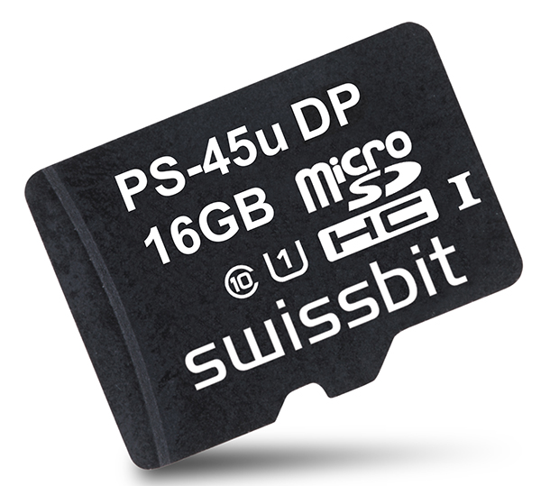microSD-Card PS-45u with Security functions. Image courtesy of Swissbit.