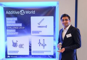 Winner in the student category Yogeshkumar Katrodiya from Fraunhofer Institute. Image courtesy of Additive Industries.