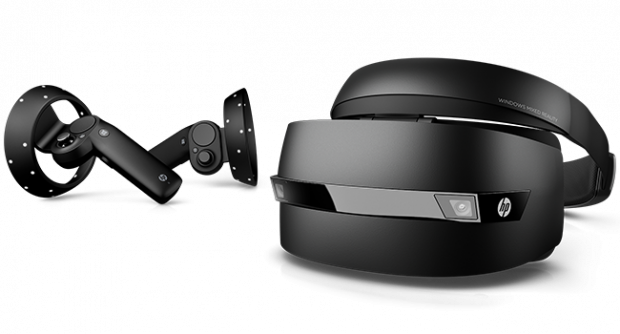 The new HP Windows Mixed Reality Headset—Professional Edition includes Bluetooth-connected motion controllers. Image courtesy of HP Inc.