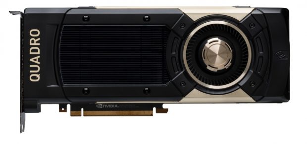 The Quadro GV100 combines 7.4 TFLOPS (one trillion floating-point operations per second) double-precision and 14.8 TFLOPS of single-precision performance with a dedicated 118.5 TFLOPS of deep learning performance. Image courtesy of NVIDIA Corp.