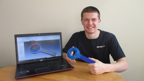 Thomas Salverson of the University of Alabama in Huntsville took first place in the “Engineering – Post Secondary Education” category of the 2018 Stratasys Extreme Redesign 3D Printing Challenge. Image courtesy of Stratasys.