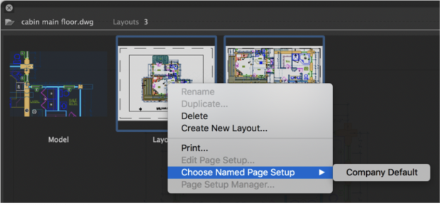 Named Page Setup feature in updated AutoCAD for Mac. Image courtesy of Autodesk.