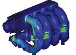 The same intake manifold is shown here in a stress study.