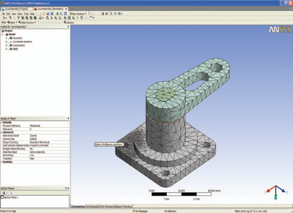This image illustrates the resultant refined mesh for better suiting this simulation’s load case.