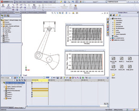 Motion simulation results from SolidWorks Motion provide data such as joint reactions and inertial forces; just the inputs needed for structural analysis that can be completed in SolidWorks Premium.