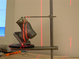 Scanning the manifold with NextEngine's multi-beam laser scanner.