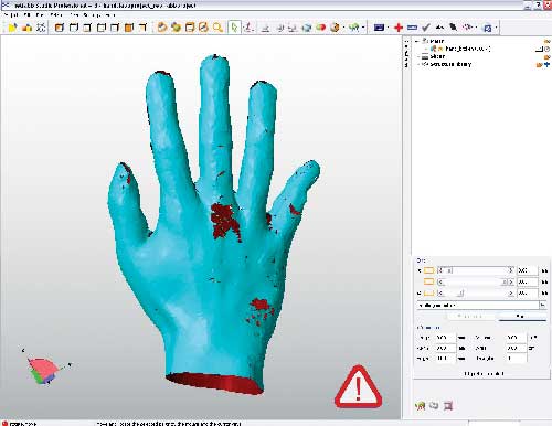 Original 3D CAD file of a scanned hand.